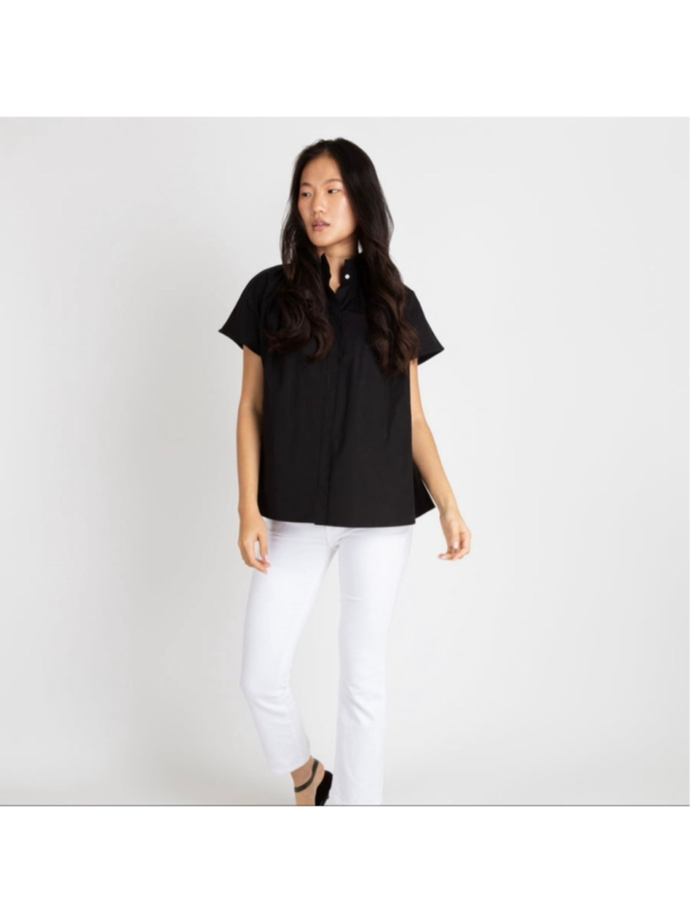 ANN MASHBURN Dark Navy Atelier Kami Blouse Small